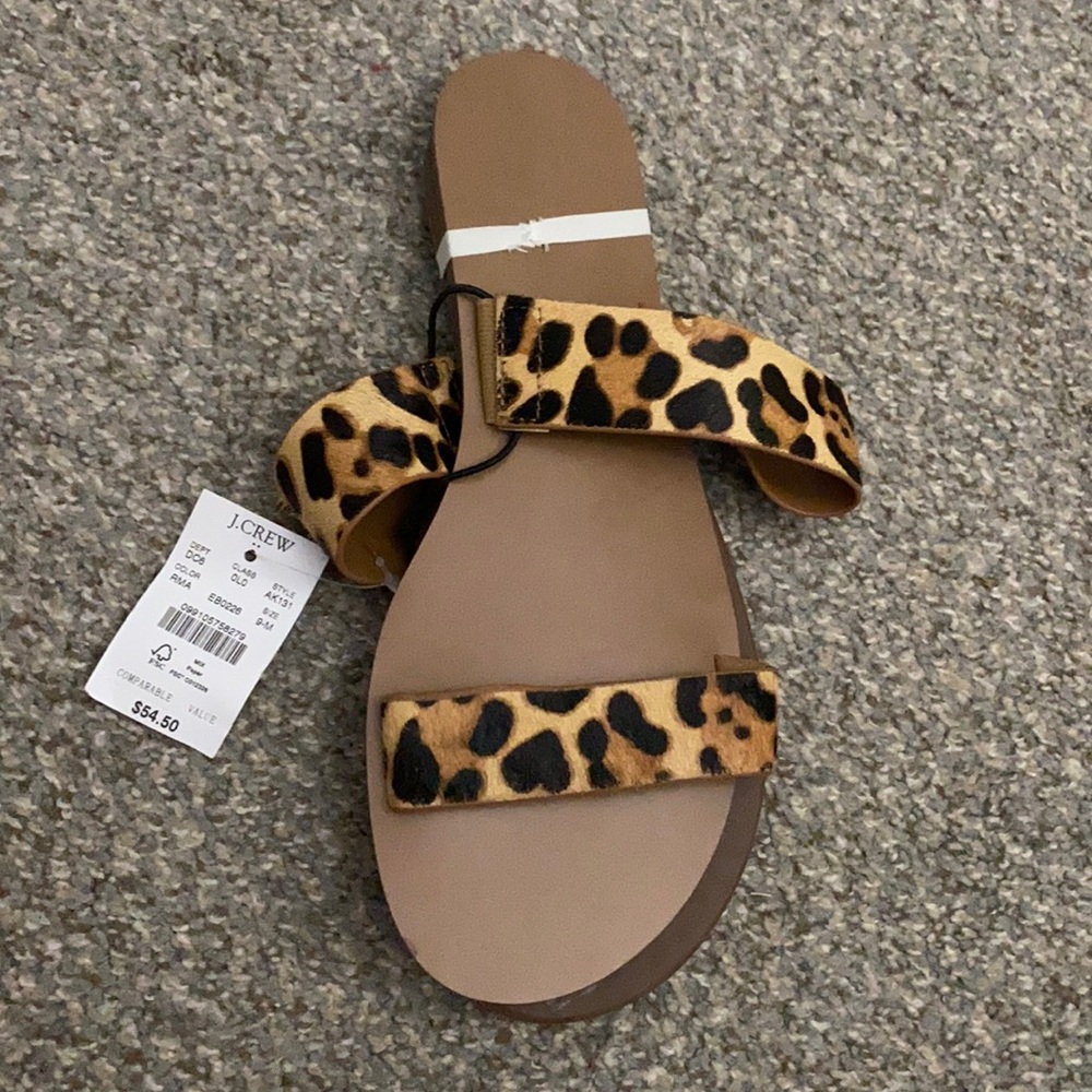 NWT J.Crew suede Leopard sandals size 9